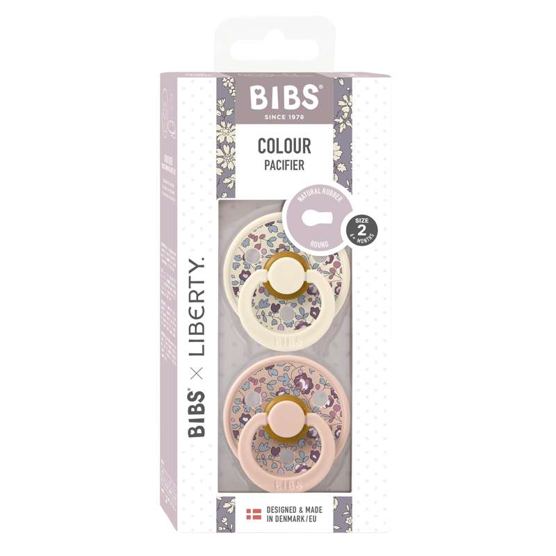 BIBS Rund Colour Schnuller - 2er Pack - Größe 2 - Naturkautschuk - Liberty - Eloise/Blush Mix