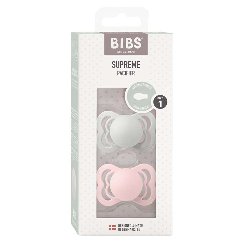 BIBS Supreme Schnuller - 2er Pack - Größe 1 - Naturkautschuk - Haze/Blossom