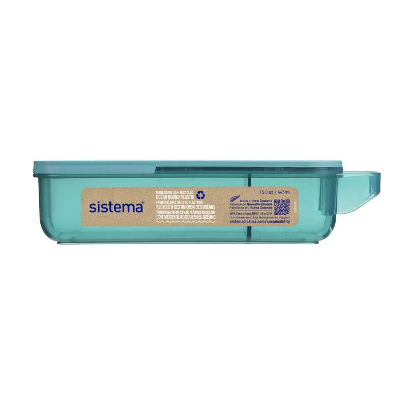 Sistema Ocean Bound Snackbox - Snack und Slide - 430 ml - Teal Stone