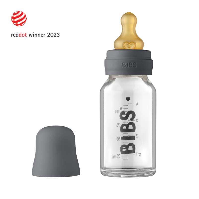 BIBS Flasche - Komplettes Flaschenset - Klein - 110 ml - Iron