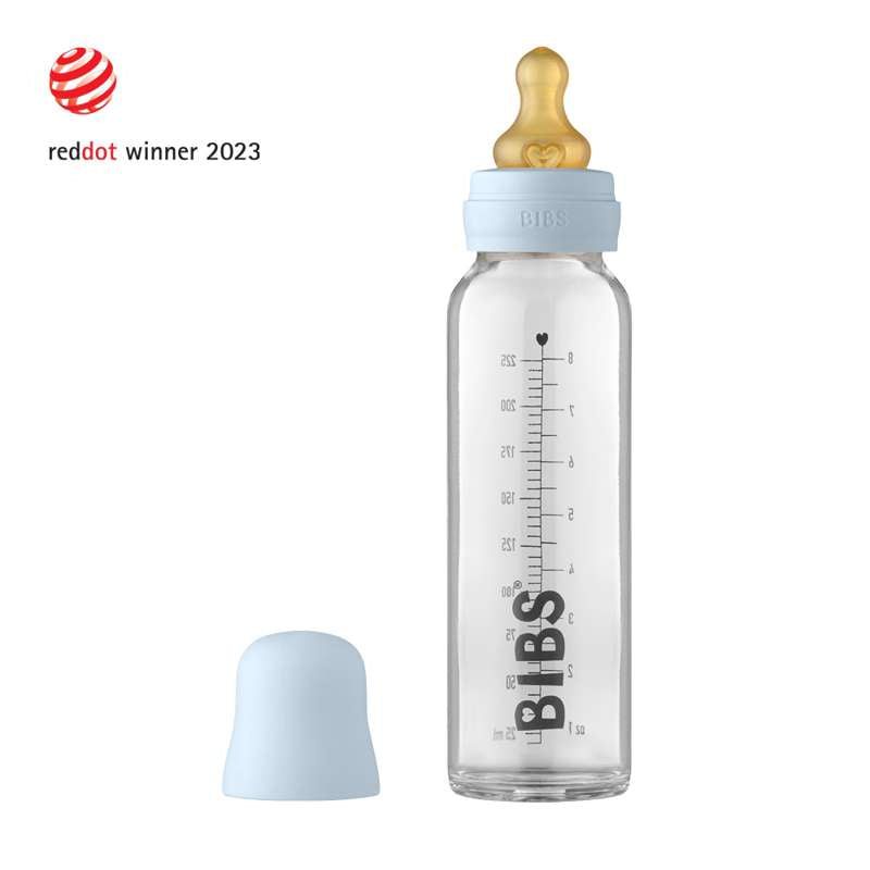 BIBS Flasche - Komplettes Flaschenset - Groß - 225 ml - Babyblau