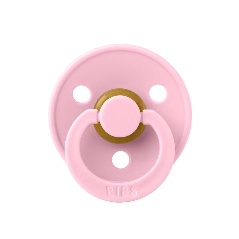 BIBS Rund Colour Schnuller - Größe 2 - Naturkautschuk - Baby Pink