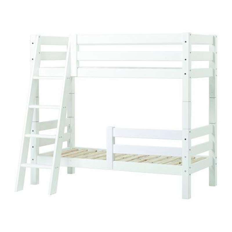 Hoppekids ECO Luxury - Etagenbett mit 1/2 Bettschutz - Schräge Leiter - 150 cm (verschiedene Größen) - Weiß